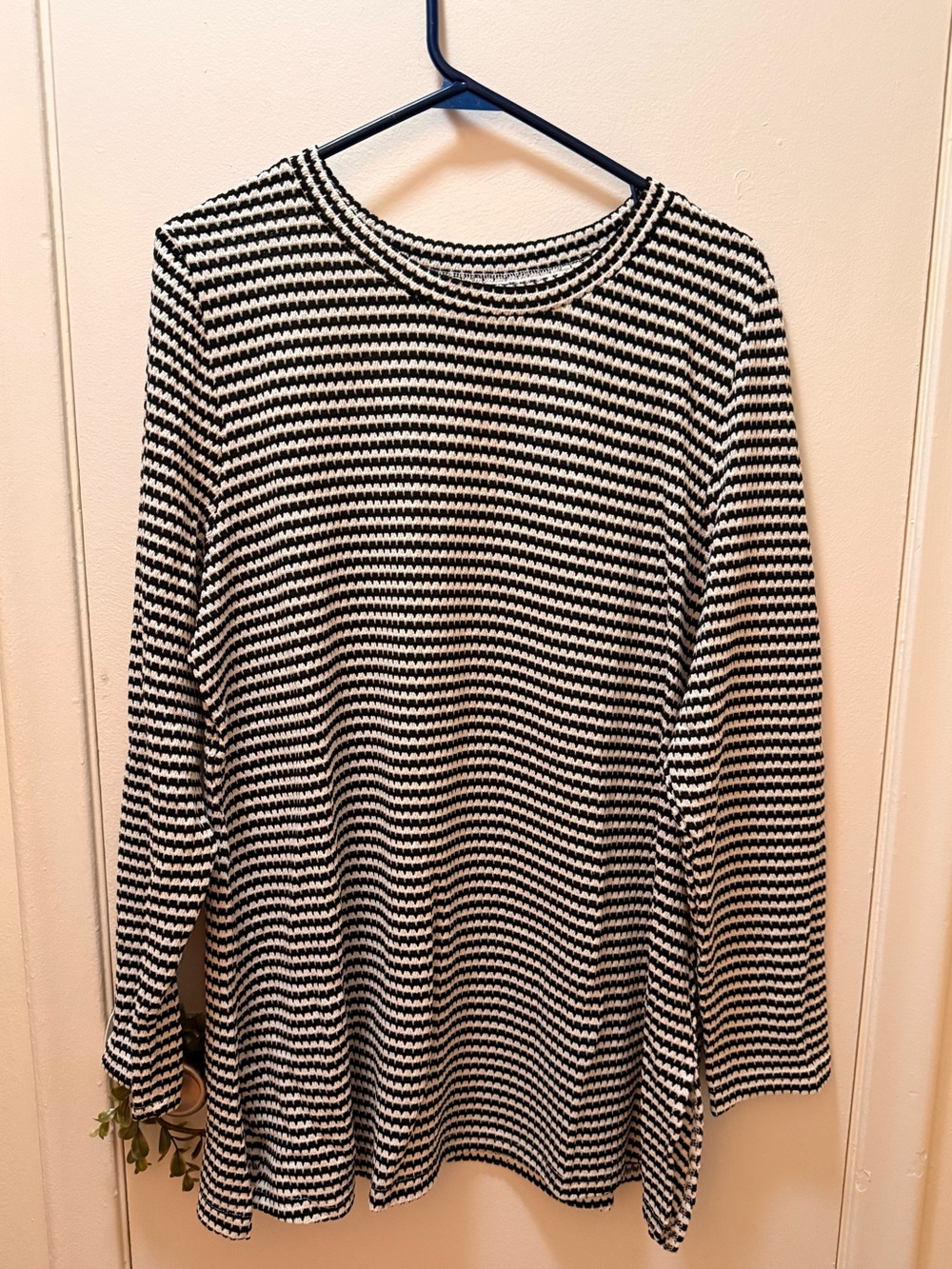 BloomChic Black & White Striped Long Sleeve Knit Top